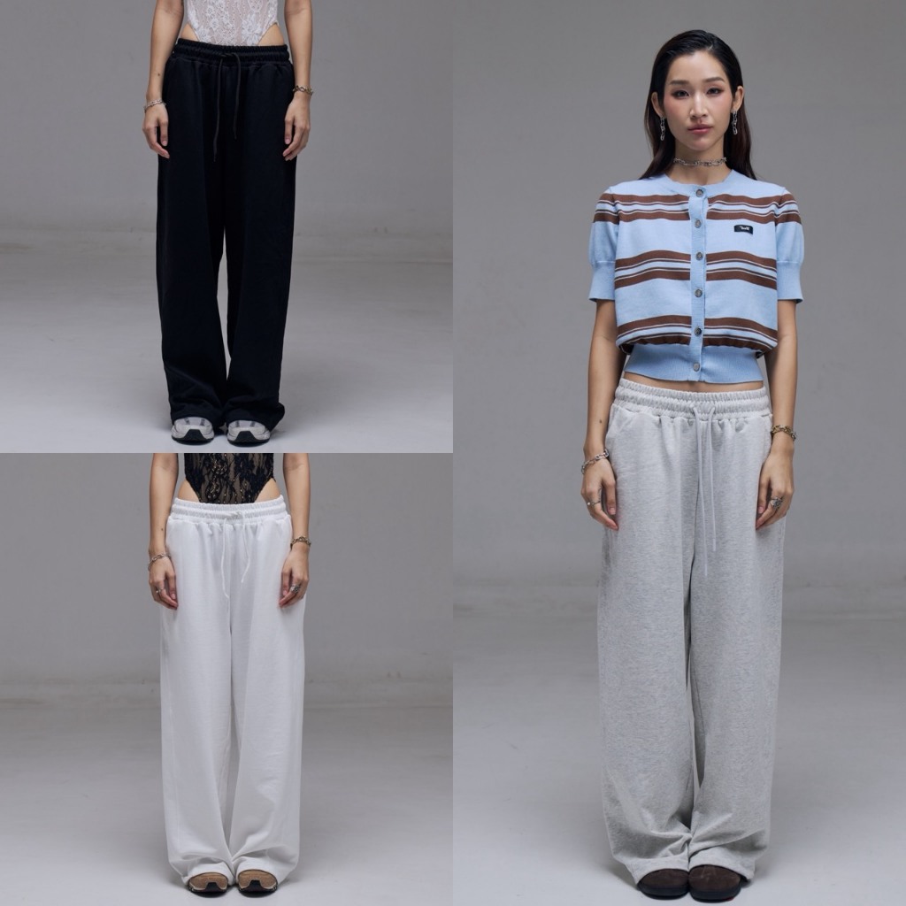 Ahalf - wide leg sweatpants กางเกงขายาวผ้าวอร์มเนื้อนุ่ม