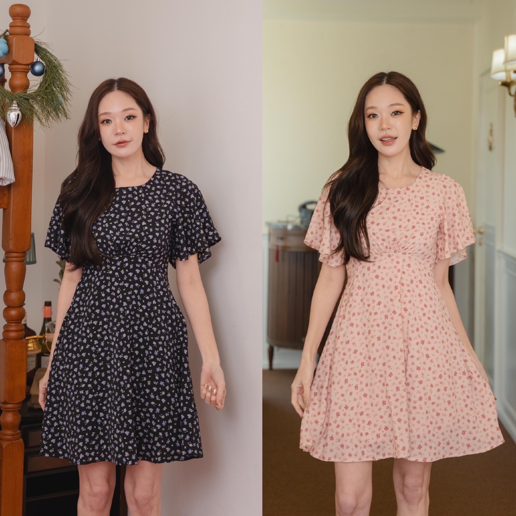 Pamlook Popcorn dress ลายดอกเล็ก – โปรปัง