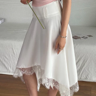 Sistersfabric - Angel flow skirt กระโปรงยาวดีเทลตกเเต่งลูกไม้