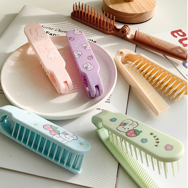 หวีพับได้น่ารัก แบบพกพา หวีพับได้ หวีพกพา น่ารัก พับเก็บได้ ขนาดเล็ก คละลาย