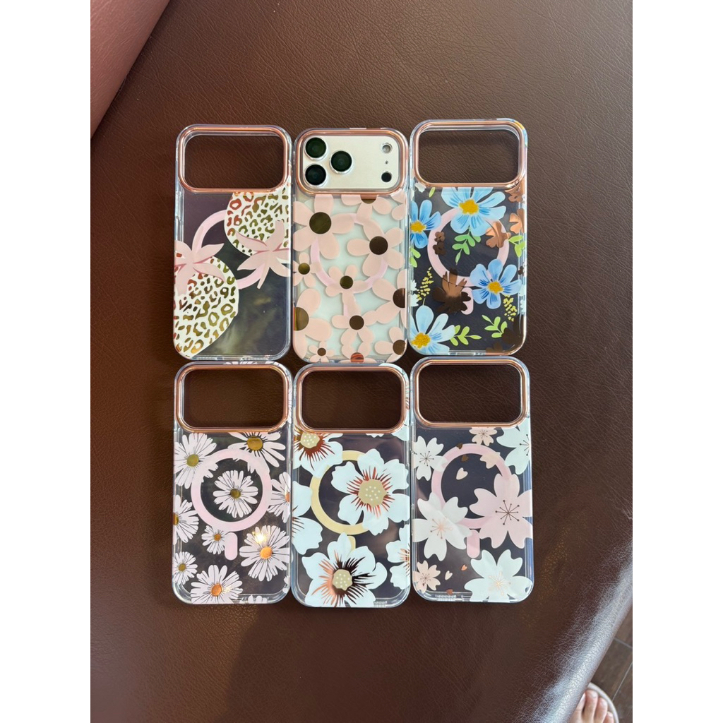 AD476 New case เคสลายดอกไม้ งานแม่เหล็ก แพ็คเกจกล่อง สำหรับI15-17PM กันกระแทกได้ดี สินค้าพร้อมจัดส่ง