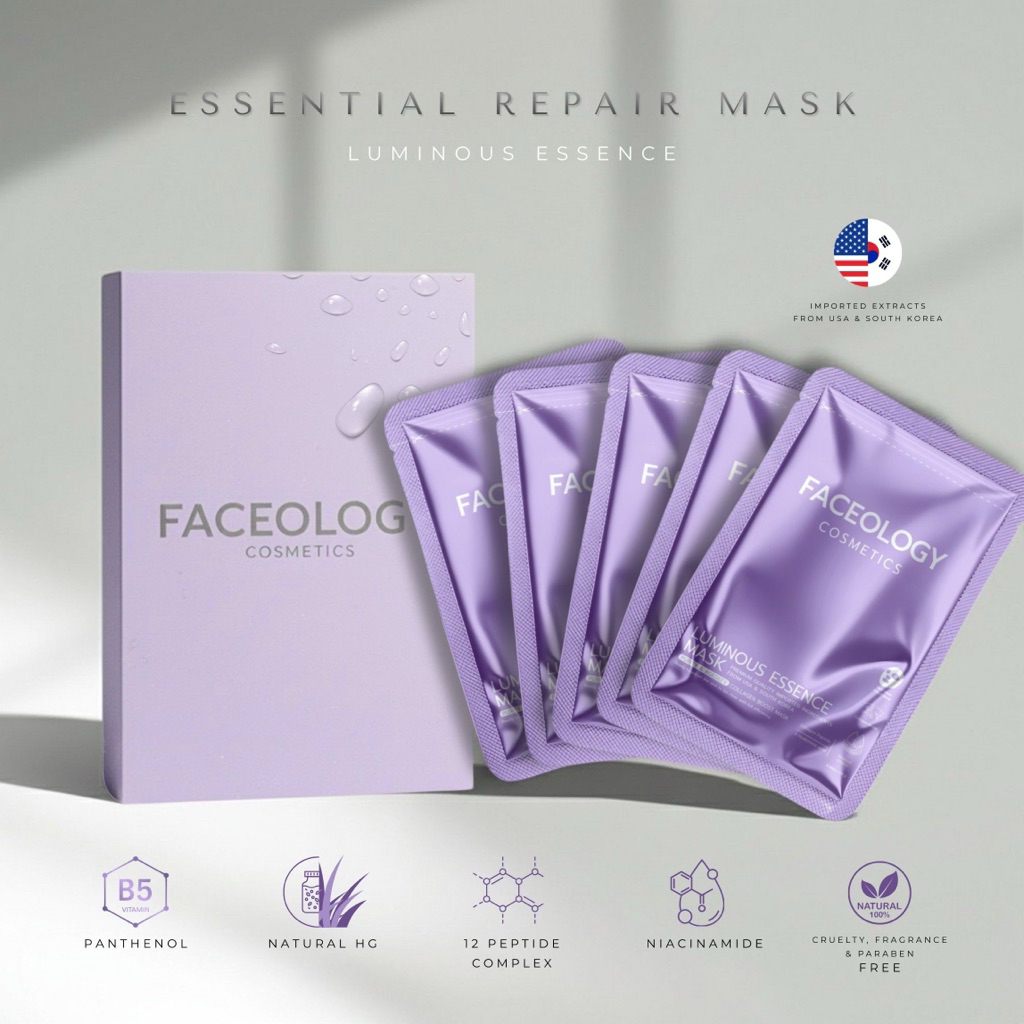 📦 1 กล่อง (5 ชิ้น )FACEOLOGY LUMINOUS ESSENCE MASK