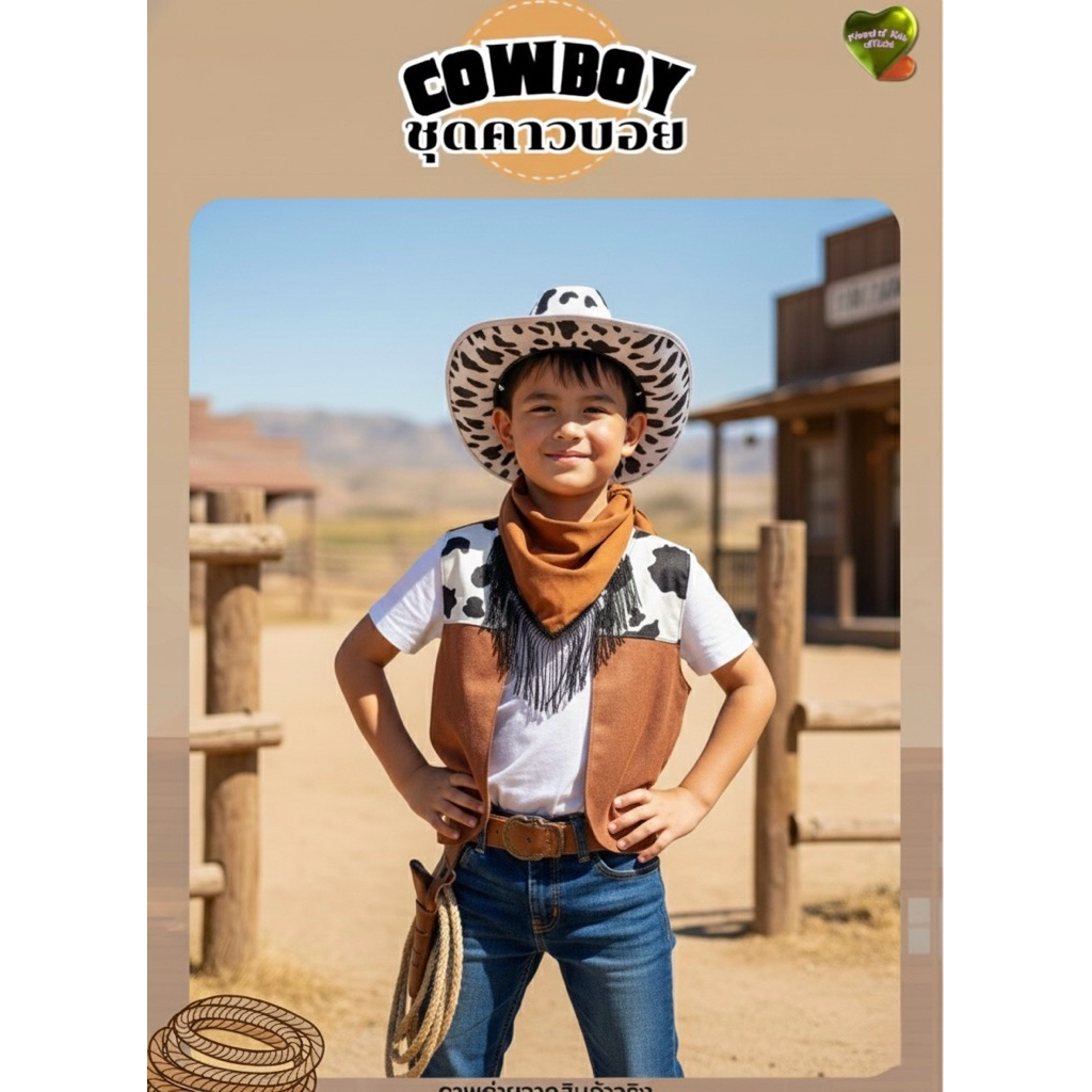 [งานไทย]❗️ขายแยกชิ้น❗️ เสื้อกั๊กคาวบอย เนื้อผ้ากำมะหยี่หนังกลับอย่างดี🤠พร้อมส่งจากไทย ไม่ใช่งานจีน #แฟชั่นเด็ก