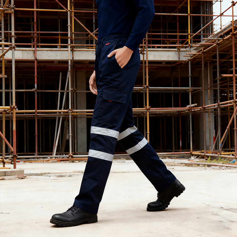 LP09  X-Box  กางเกงช่าง กางเกงคาร์โก้  กางเกงช็อปช่าง ผ้าโพลีเอสเตอร์ผสมฝ้าย กระดุมทองเหลือง แถบสะท้อนแสง 2 แถบ - รูปที่ 4