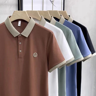 เสื้อโปโลชาย แขนสั้น คอปกตัดสี สไตล์เกาหลี ผ้าคอตตอนคุณภาพดี เสื้อผู้ชายแฟชั่น ใส่สบาย ฤดูร้อน 6 สี【COD】