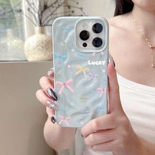 กรณีโทรศัพท์ จัดส่งจากประเทศไทย โบว์สีเคสไอโฟน iPhone 16 15 14 13 12 11 PRO MAX X XS MAX XR 7/8P ป้องกันลายนิ้วมือ