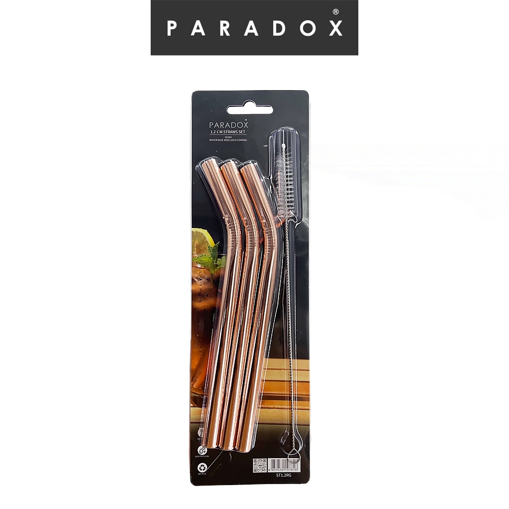 Paradox : หลอดสแตนแลสเซต 3 ชิ้น 1.2 cm Straws set ST1.2RG