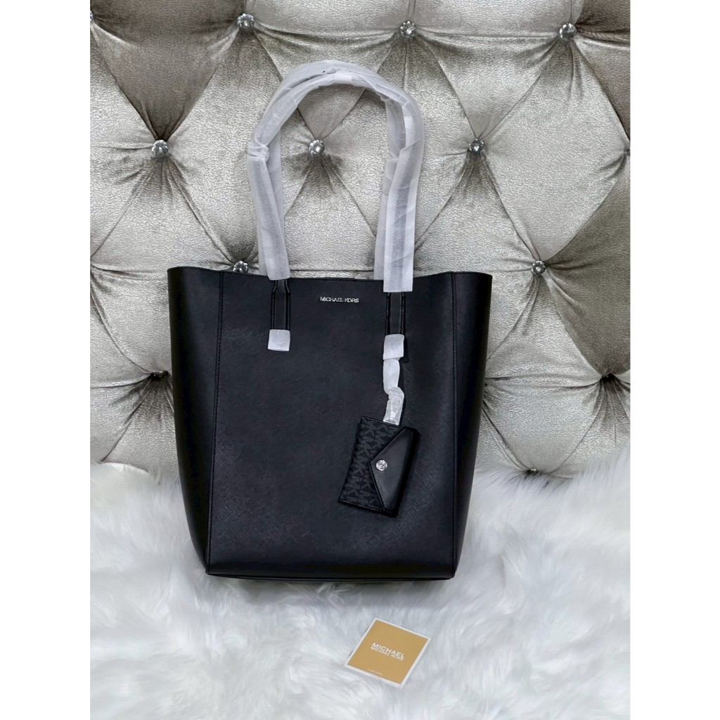 คป 🎀(สด-ผ่อน) เอ็มแค 35R5S2VT7T Black Vincent Large Logo Tote Bag With Card Case