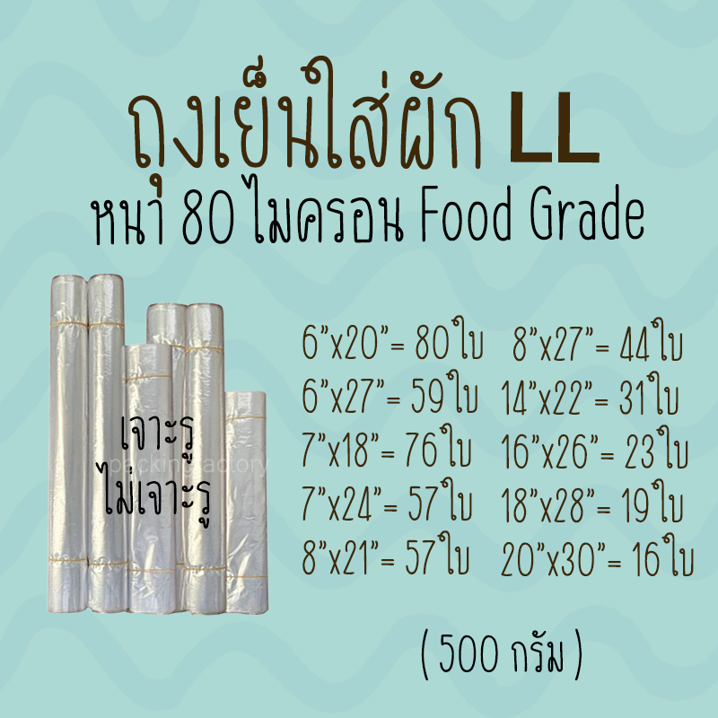 ถุงใส่ผัก!! LLDPE ใส เหนียว ราคาโรงงาน แพ็ค 500 กรัม