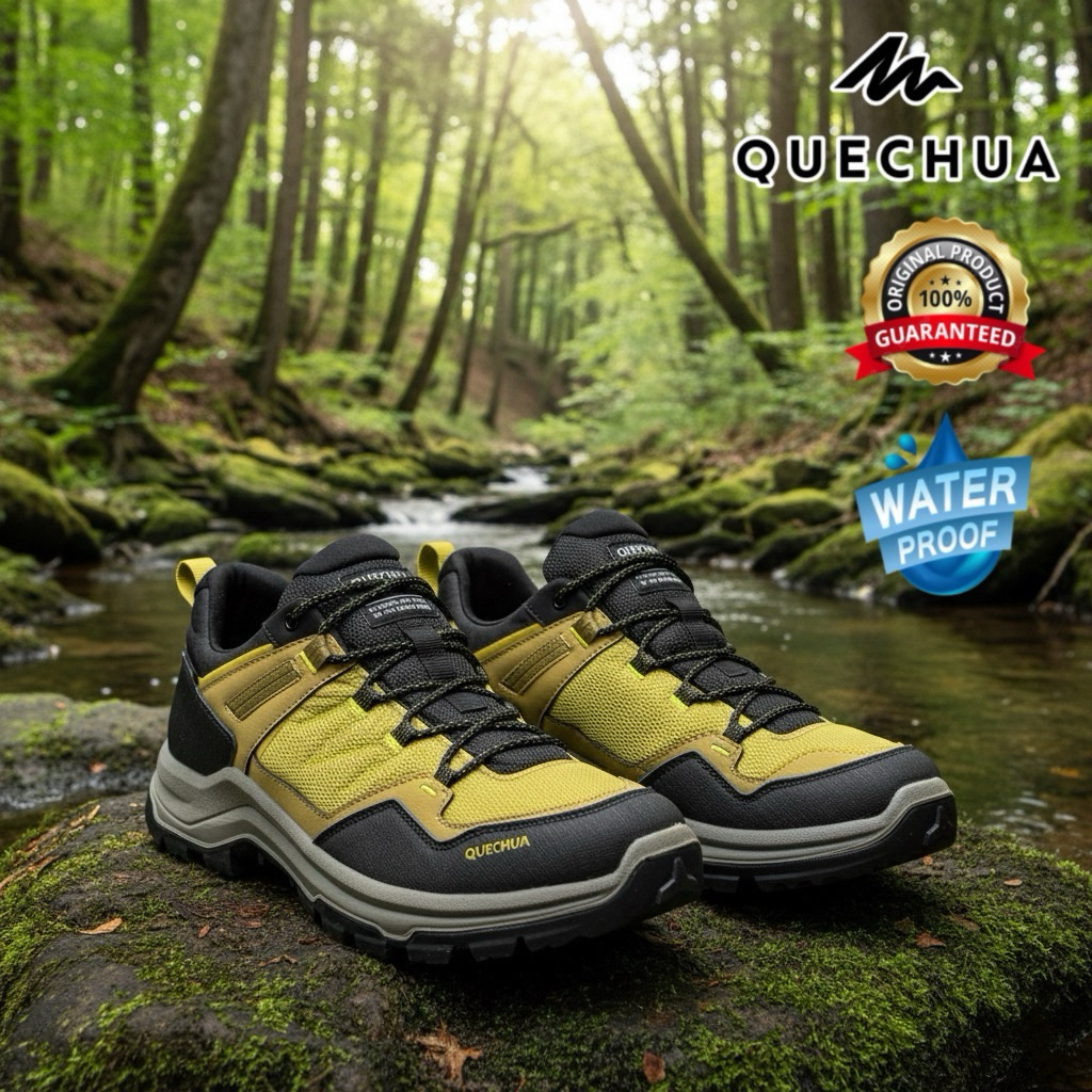 รองเท้าเดินป่ากันน้ำสำหรับผู้ชาย “มีไซส์ 40-46“ รุ่น MH100 (สีเขียว) QUECHUA