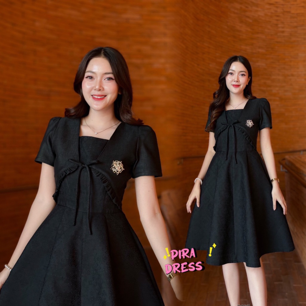 PIRA DRESS เดรสผ้าทอมัดหมี่ อัดกาวทั้งชุด แต่งกั๊ก