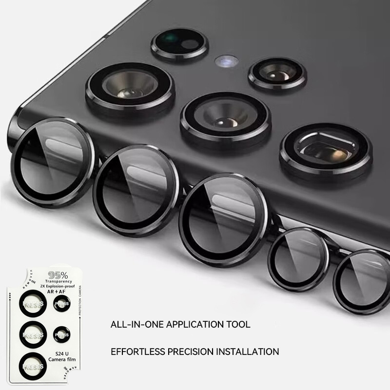 For ตัวป้องกันเลนส์กล้อง Samsung Galaxy S24/S25 Ultra ติดตั้งง่าย ฟิล์มกระจกป้องกันเลนส์กล้อง ทนรอยขีดข่วน ความคมชัดสูง