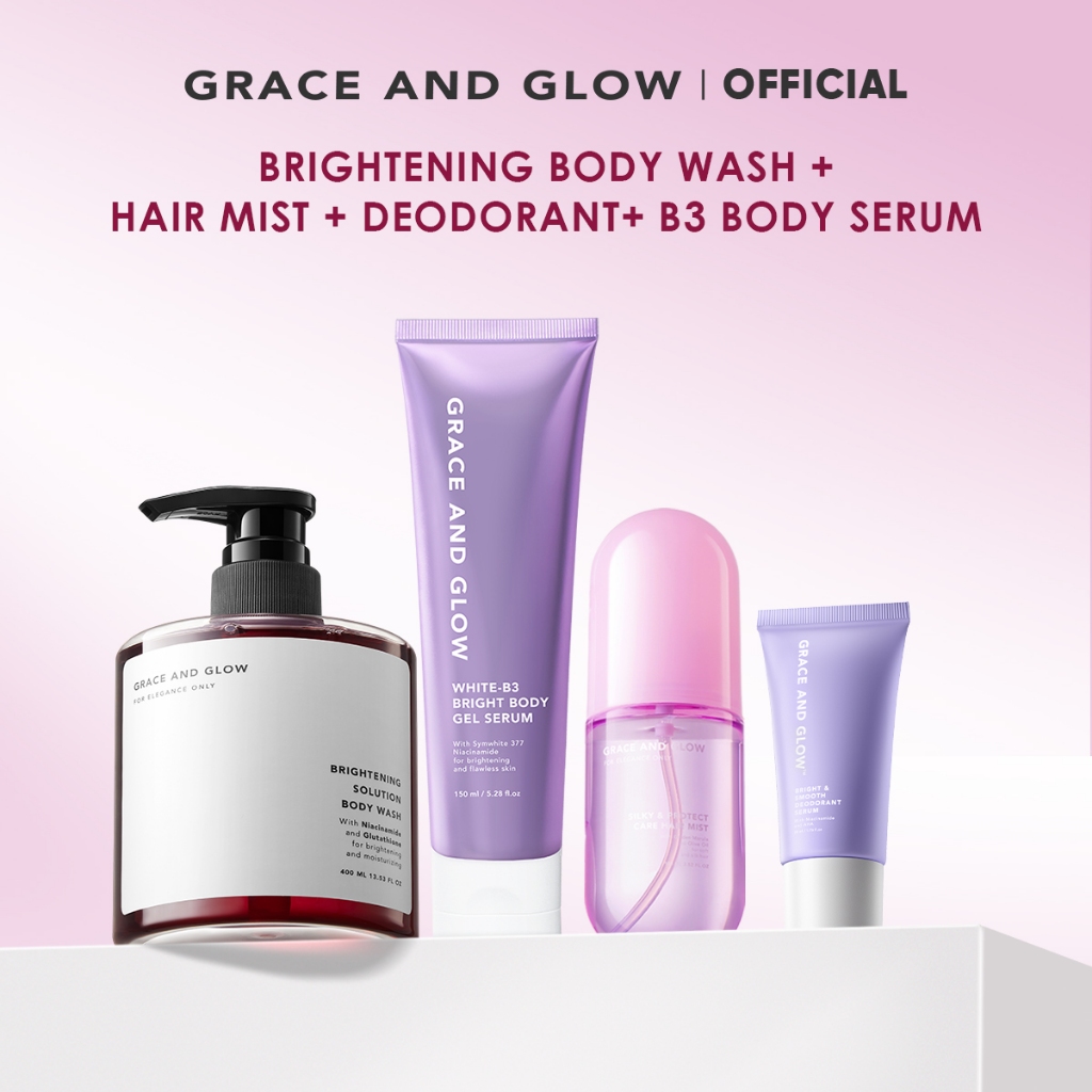 【เซตหอมละมุน 4 in 1】 Grace and Glow  เจลอาบน้ำ + บอดี้เซรั่ม + แฮร์มิสต์ + โรลออนระงับกลิ่นกาย – กลิ่นหอมพรีเมียม  เผยผิ ราคา ถูกที่สุด ดีลบีเคเค แกลเลอรีภาพที่ 4