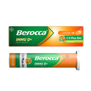 BEROCCA IMMU D+ บีรอคคา อิมมู ดี พลัส ผลิตภัณฑ์เสริมอาหารเม็ดฟู่รสส้ม
