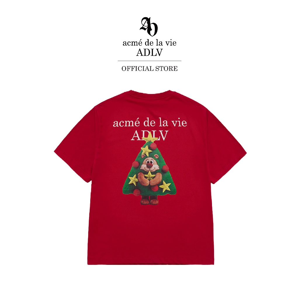 ADLV [acme de la vie] เสื้อยืด Oversize Ac Bear Tree Short Sleeve T-Shirt Red (50093SBTSSU_H5REXX)