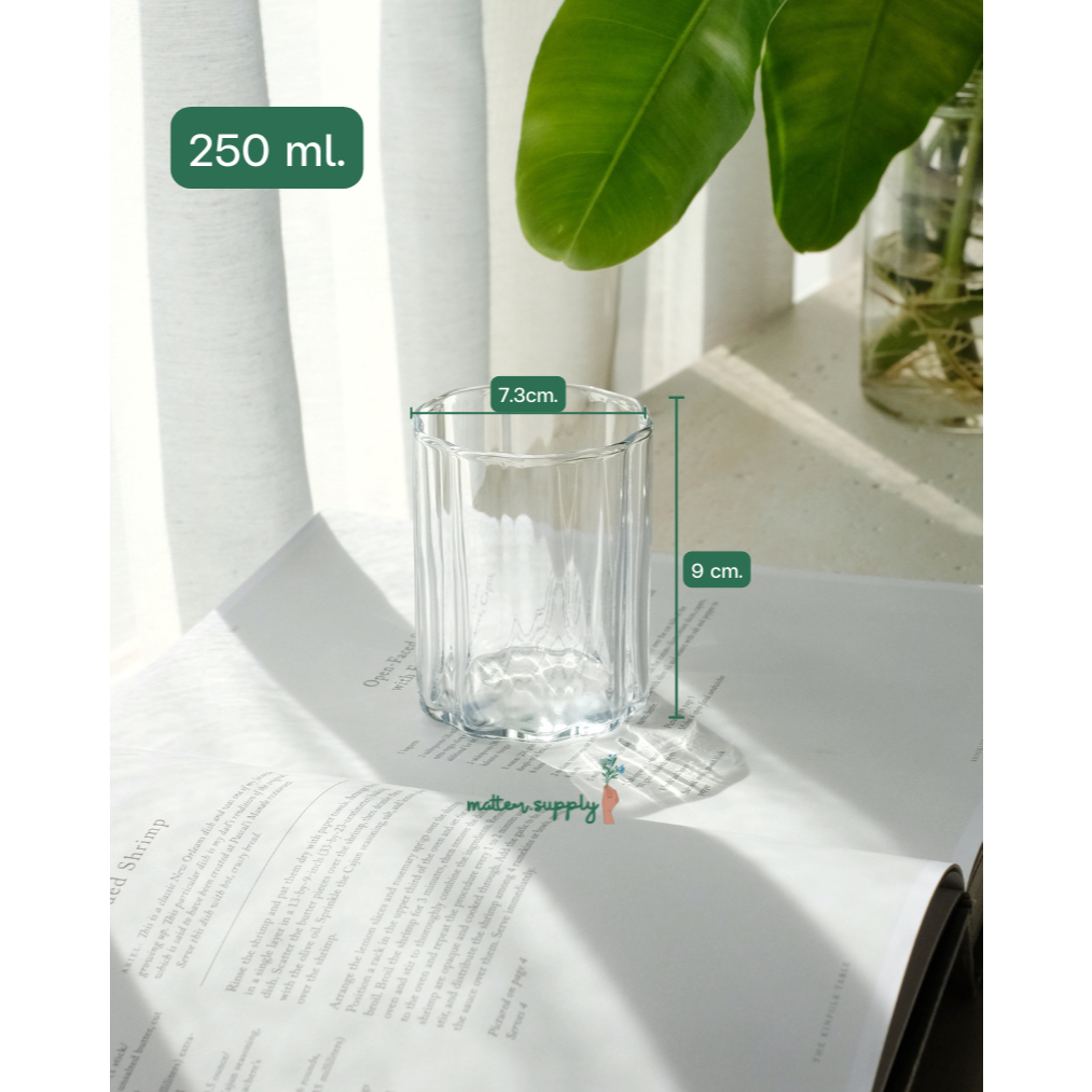Petal glass แก้ว ใส ทรงสูง ลายลอน น้ำ กาแฟ รูปที่ 2
