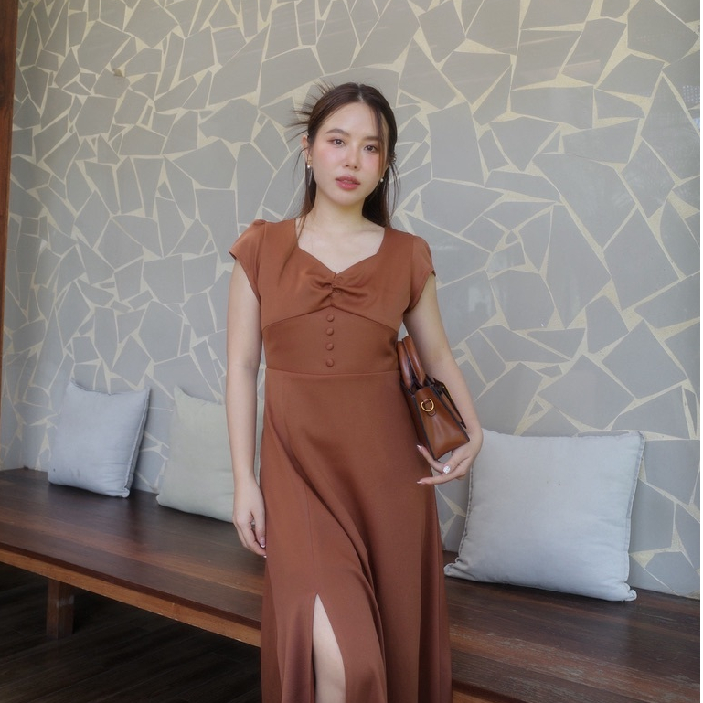 MyWay Brand : Dress - Michael ชุดใส่เที่ยว ชุดเดรสออกงาน เดรสสีเขียว สีชมพู สีฟ้า