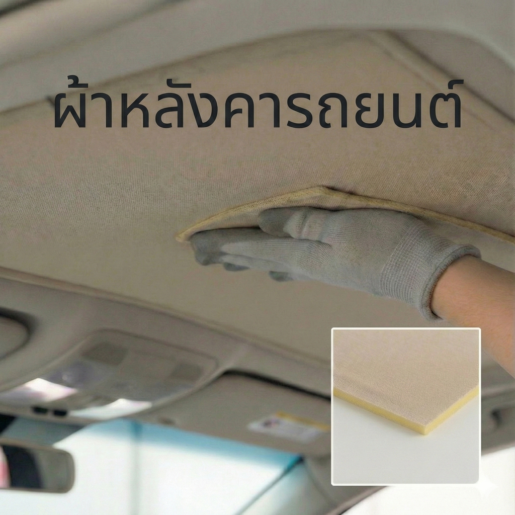 ผ้าหลังคารถ ผ้าบุหลังคารถยนต์ ผ้าหลังคาภายในรถ หน้ากว้าง 160 ซม. ฟองน้ำหนา 3 มม.