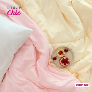 TULIP CHIC ผ้าห่มนวม ทูโทน สีเหลือง-ชมพู สีพื้นพาสเทล CHIC T02 ผ้านวมหนานุ่ม ห่มสบาย สไตล์มินิมอล