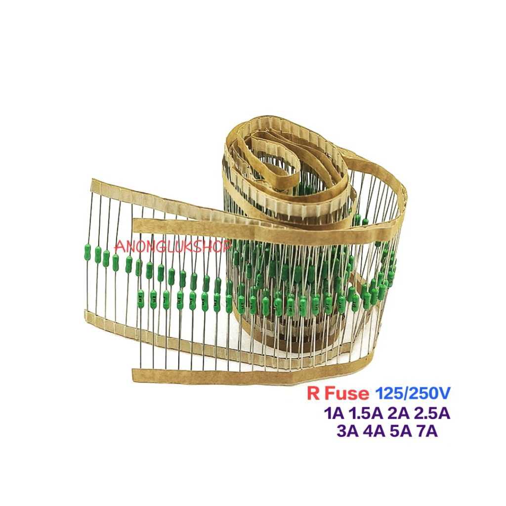 ราคาต่อ 10ตัว 👉👉R ฟิวส์ 125/250V R Fuse  1A 1.5A 2A 2.5A 3A 4A 5A 7A อาร์ฟิวส์ ฟิวส์ตัวต้านทานสีเขีย