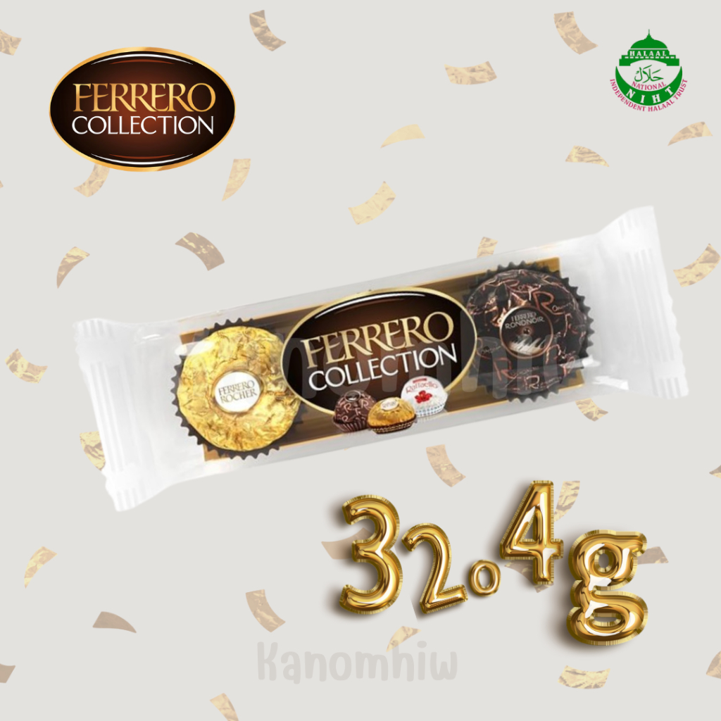 Ferrero Collection T.3 ขนาด 32.4g แพ็กขนาดเล็ก 1ถุง มี 3 รสชาติ มีฮาลาล E.26/06/26