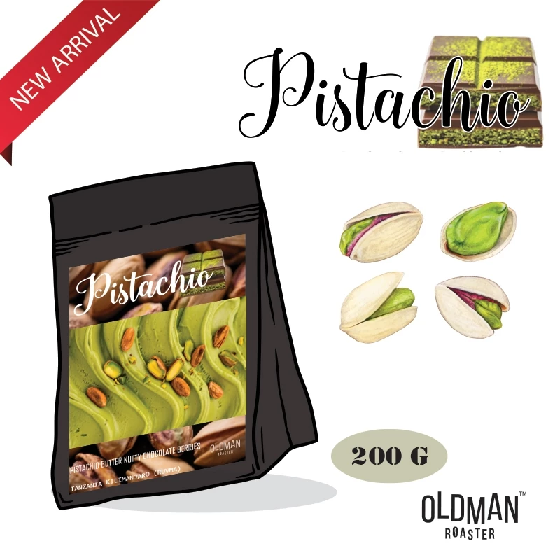 เมล็ดกาแฟ " พิสตาชิโอ้วววว " PISTACHIO (คั่วกลาง) MEDIUM by OLDMAN ROASTER