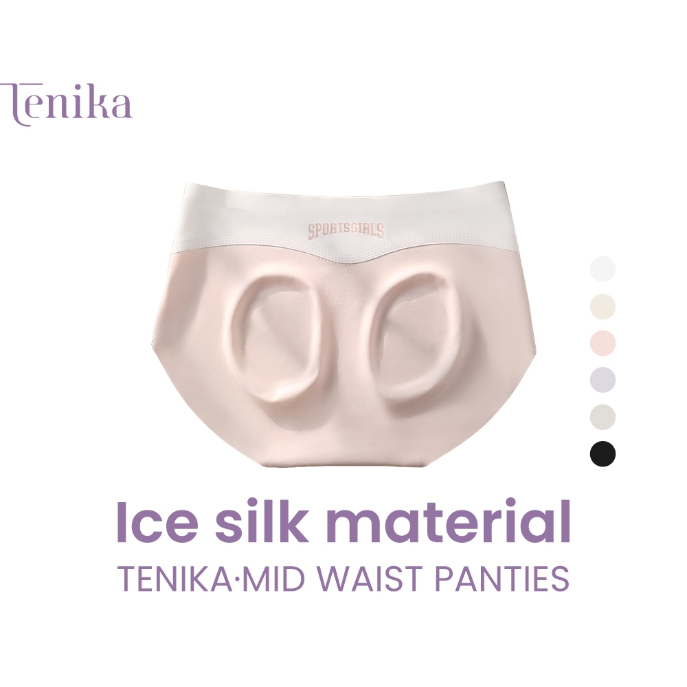 TENIKA กางเกงในผู้หญิง เอวกลาง ชุดชั้นในกีฬาไร้ตะเข็บ ผ้านิ่ม เย็น ยืดหยุ่ KNI-097
