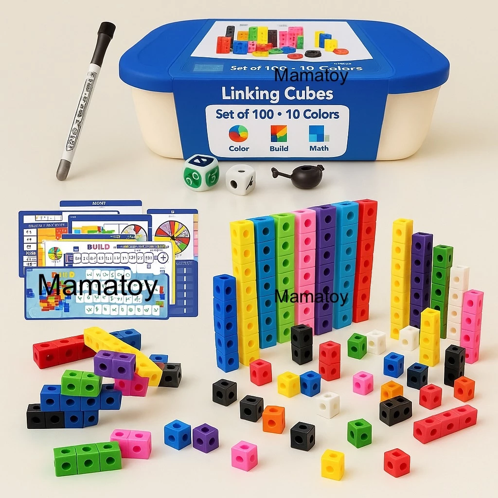 ชุดคณิตศาตร์ตัวต่อลูกบาศก์ 100 ชิ้น Linking Cubes
