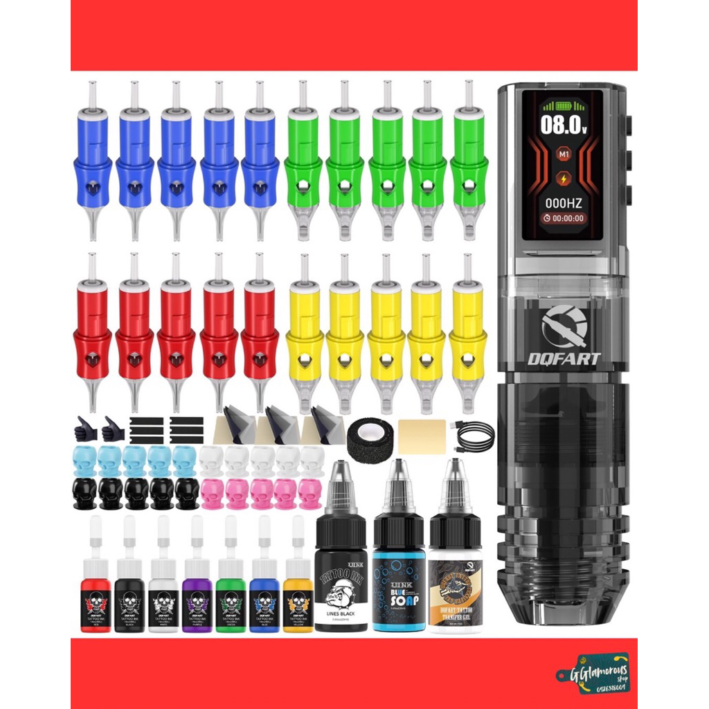 ซื้อ1 แถม 66 เครื่องสักไร้สาย DQ FART ชุดเครื่องมือสักสำหรับมือโปรและมือใหม่ทุกท่าน  ปากกาสัก DQ FAR