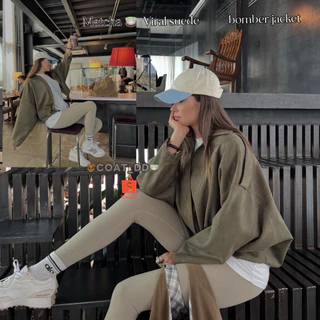 DD(no.143)✰”☕️Mocha&Matcha🍵viral Suede bomber jacket*٭🍂🧺เสื้อแจ็คเก็ตผ้าหนังกลับ ชุดไวรอลฮิตแห่งปีที่สาวเทสดีต้องมี𓍯🤎✰