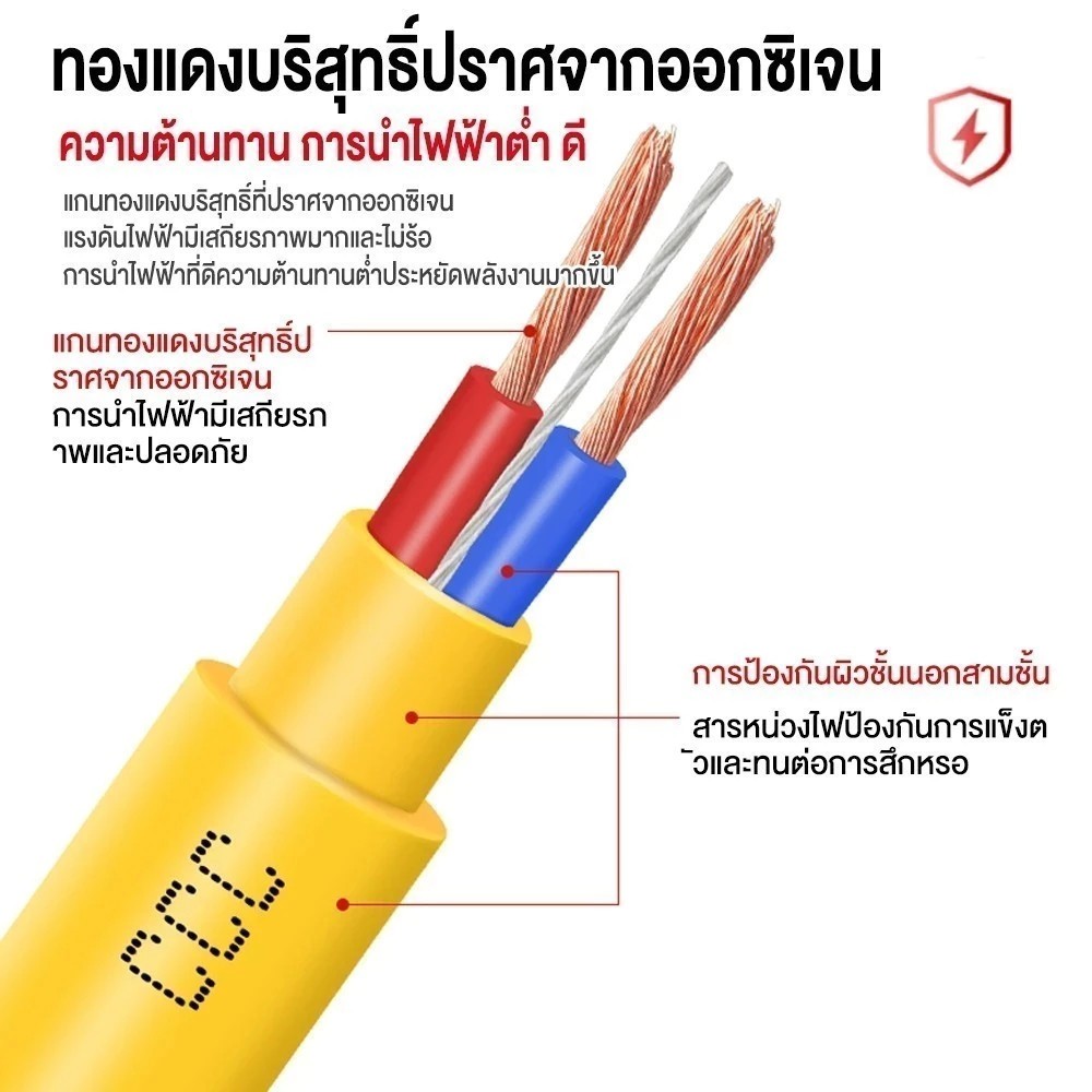 【MKMK+COD】ปลั๊กไฟ ปลั๊ก4ทาง ปลั๊กตลาดนัด 10m/20m/30m หุ้มยางต่อสายไฟ VCT พร้อมใช้ ปลั๊กพ่วง 2ชั้น สายไฟทองแดงใหม่ แบบบล็ - รูปที่ 3