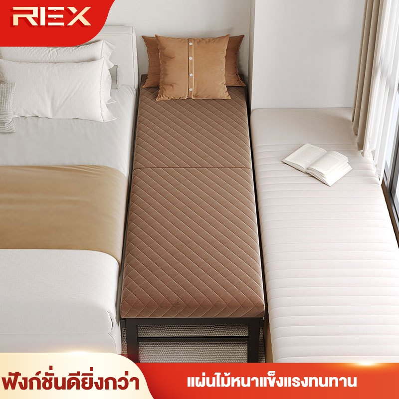 REX เตียงพับได้ ไม่ต้องติดตั้ง เตียงเดี่ยว เตียงคู่ เตียงพักกลางวัน โครงเหล็กหนา เบาะฟองน้ำในตัว ใช้ในบ้าน หอพัก 190*100