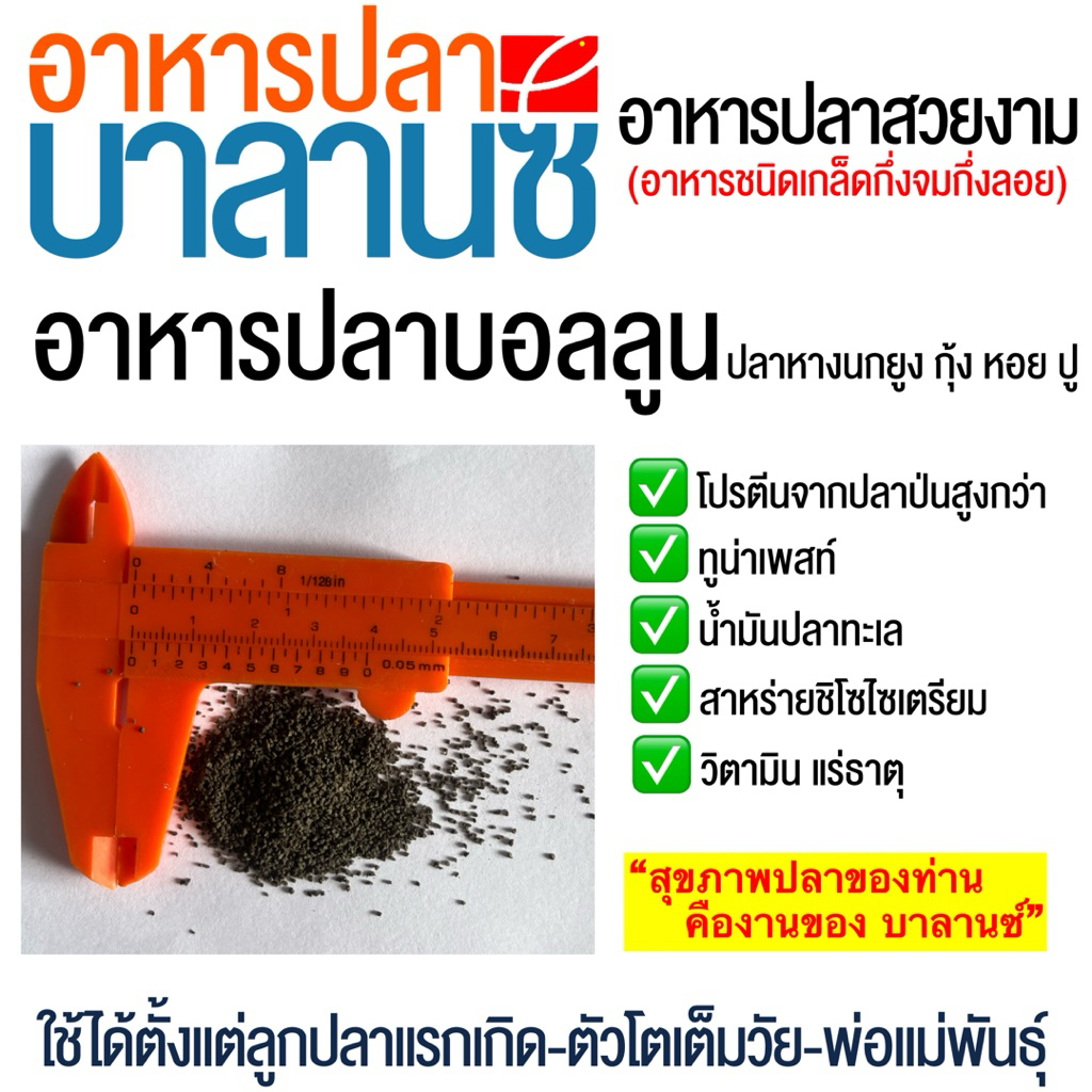 อาหารปลาบอลลูน ชนิดเกล็ดกึ่งจมกึ่งลอย ปลา กุ้ง ปู