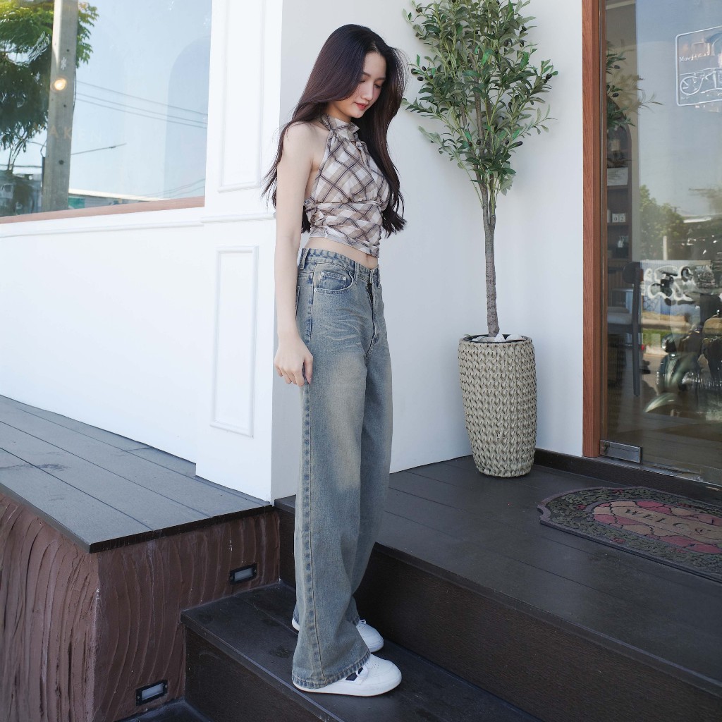 กางเกงยีนส์ขากระบอกฟอกอัดยับ รุ่น Tabby Jeans ราคา ถูกที่สุด ดีลบีเคเค แกลเลอรีภาพที่ 6