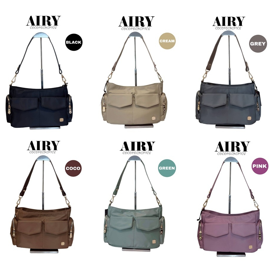 ✨กระเป๋าสะพายข้าง ผ้าไนลอนรุ่น Airy COCOPOSHSPICH สีใหม่ พร้อมส่ง✨เบามากช่องเยอะจุใจใช้งานได้ทุกวัน✨