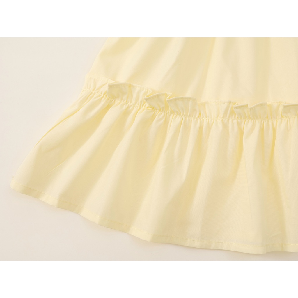 ชุดเดรสสีเหลืองอ่อนสำหรับเด็กผู้หญิง คอปีกผีเสื้อ ปักลายดอกไม้ น่ารัก ผ้าฝ้ายคุณภาพดี K5125647 - รูปที่ 6