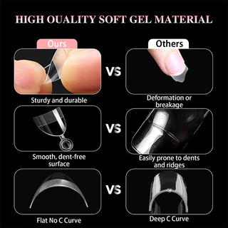 288 ชิ้นสั้นอัลมอนด์เล็บเคล็ดลับครึ่ง Matte เล็บปลอมเล็บปลอม 12 ขนาด Pre-shape เล็บใสเคล็ดลับสําหรับคลุมทั้งหมด