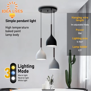 【idea life】LED Pendant Lamp โคมไฟเพดาน 3สี โคมไฟแขวนเพดา โคมไฟเพดานสร้างสรรค์สำหรับห้องครัว โคมระย้าสไตล์อุตสาหกรรม