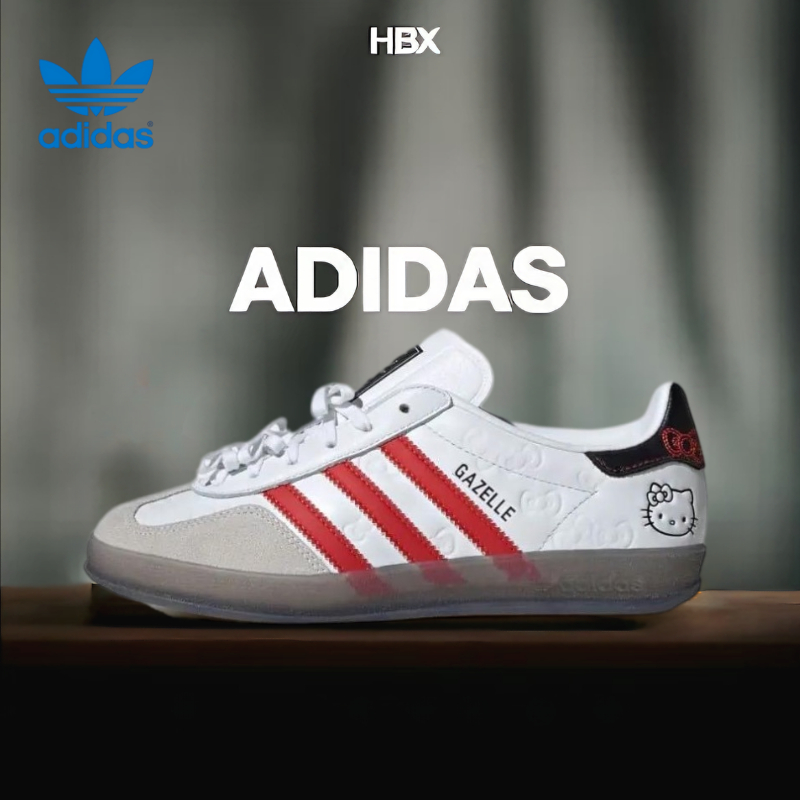 👍ของแท้ 100% Hello Kitty x adidas originals GAZELLE INDOOR “White Red Core Black” Sneakers