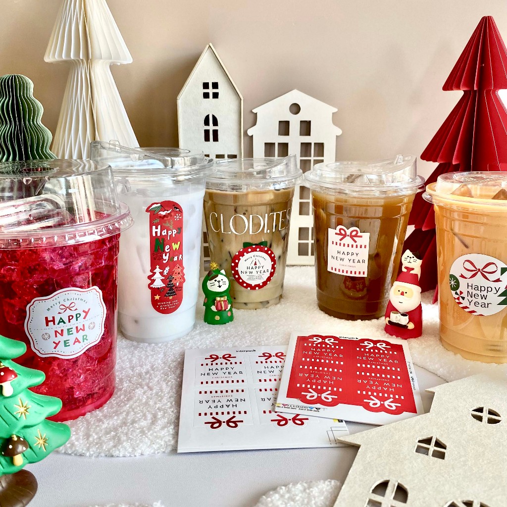 สติกเกอร์ ปีใหม่ 2027 Sticker Happy New Year Christmas x mas คริสมาสต์ ติดกระปุก ติดแก้ว ถุง ขนม คุกกี้ ผลไม้ ของขวัญ