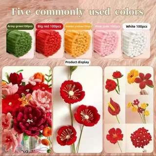 ลวดกำมะหยี่ 100ชิ้น 8 มม ที่มีสีสัน ดัดง่าย ขนนุ่มฟู ยาว 30cm หนา ทำดอกไม้ DIY จัดส่งจากประเทศไทย