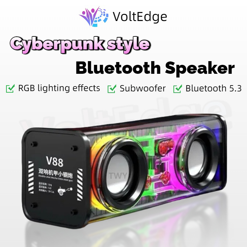 ลำโพงบลูทูธ V8 เบสหนักแน่น เอฟเฟกต์เสียงไซเบอร์พังค์ 3D ซับวูฟเฟอร์ สเตอริโอ