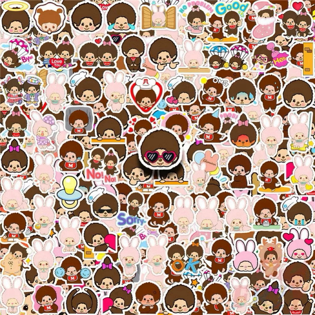 [พร้อมส่ง] สติ๊กเกอร์(แฟชั่น) ม่อนชิชิ ขนาดเล็กติดไดอารี่ หลายคาแรคเตอร์ ในชุดเดียวกันมี 110ชิ้น/ชุด