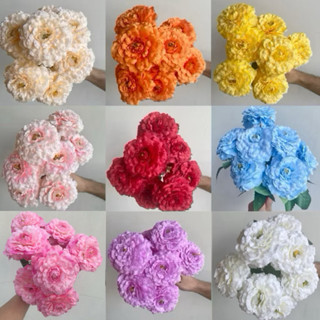 มาใหม่ ดอกไม้ประดิษฐ์ รุ่น ซินเนีย ช่อ7ดอก หน้าดอก8-9ซม.ต่อด…