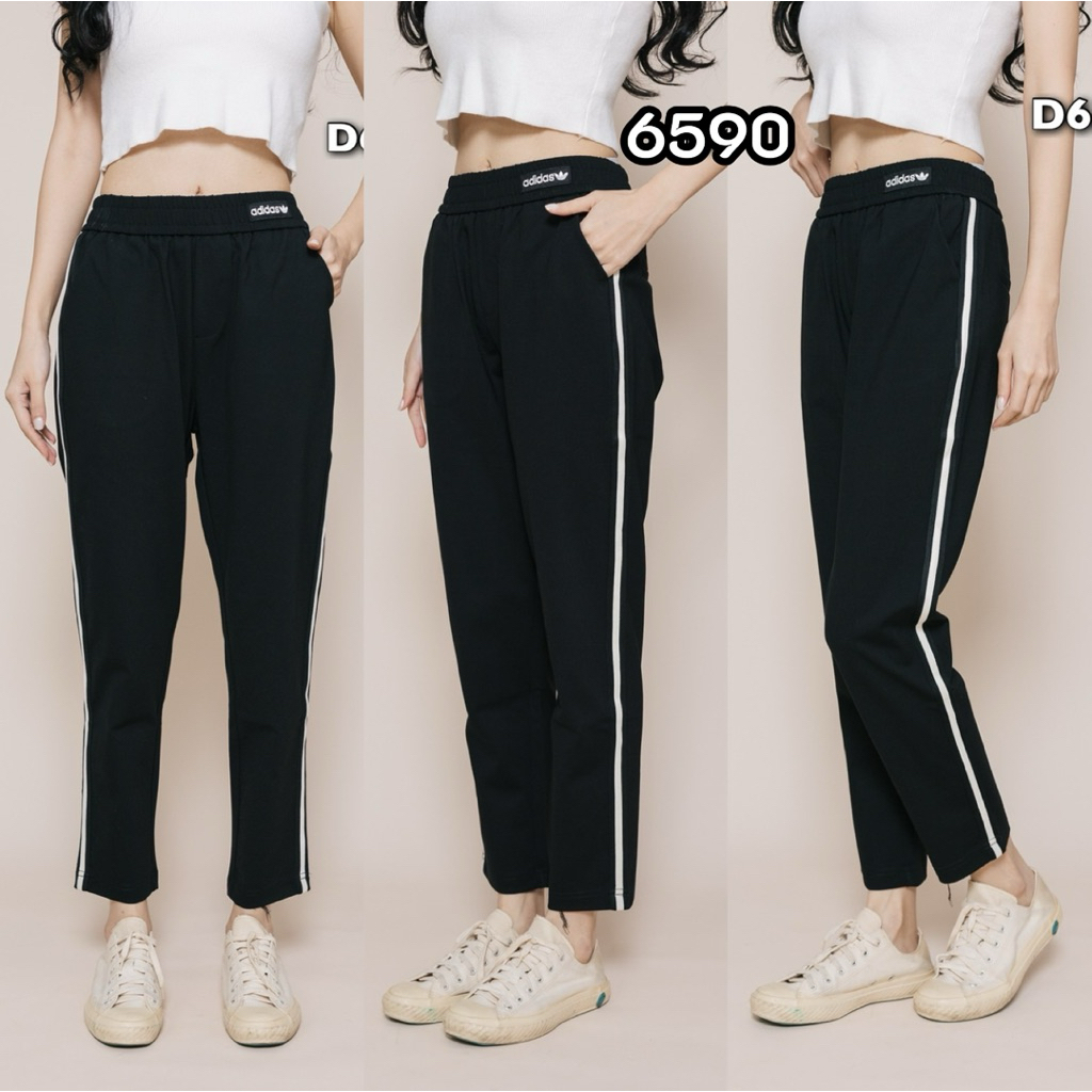 6590  กางเกง Dolly Dell ทรงวอร์ม แต่งแถบข้าง สีดำ