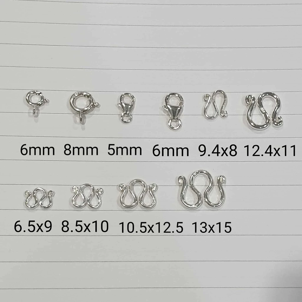 Top Silver:ตะขอตัวM ตัวS สปริงกลม ก้ามปู เงินแท้92.5%