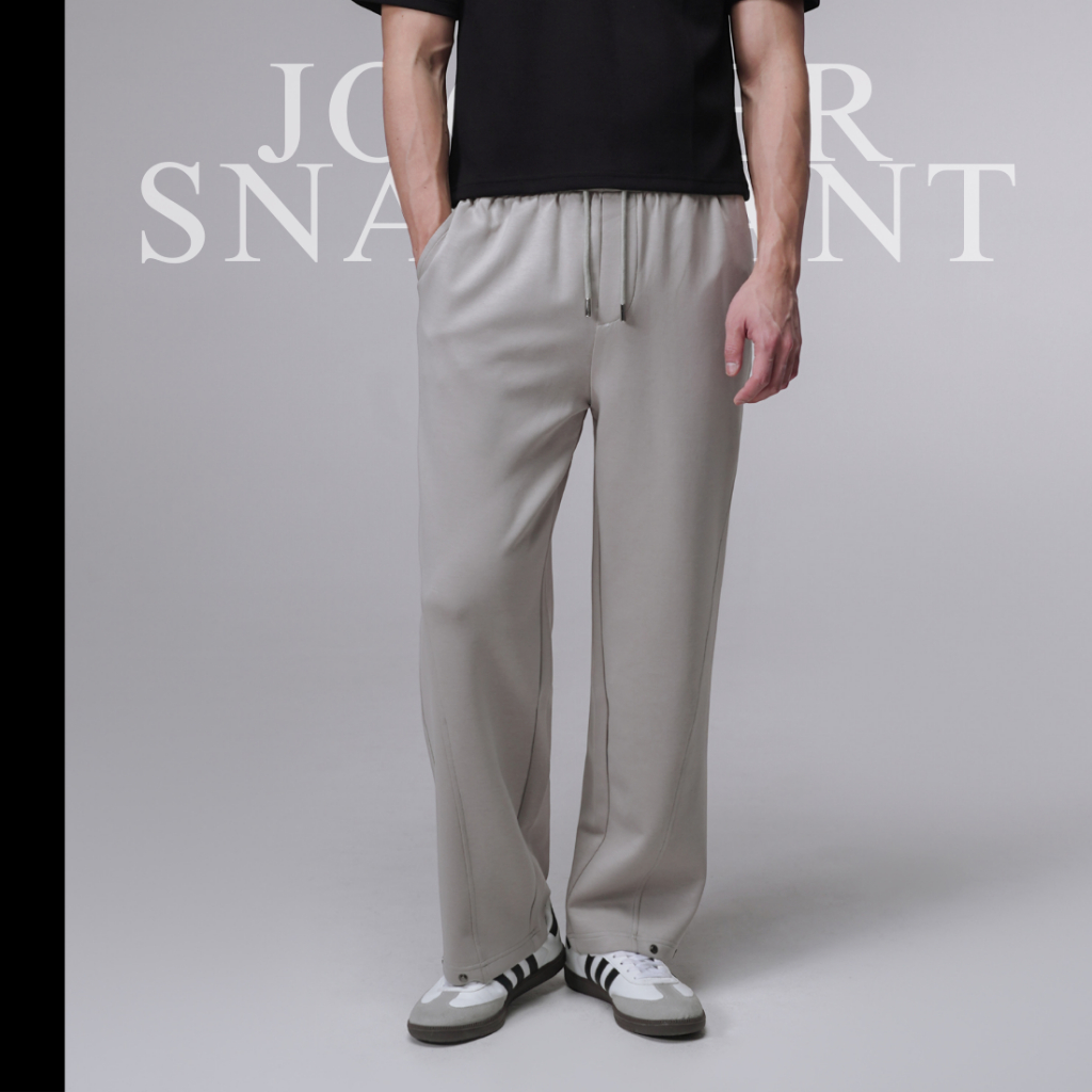 DANDY COSMO | [4สี]กางเกง DANDY JOGGER SNAP WIDE PANT ผ้านุ่มดุจปุยเมฆ ใส่สบาย ผ้าทิ้งตัว ทรงหลวม แต่งBOTTON ปลายขา