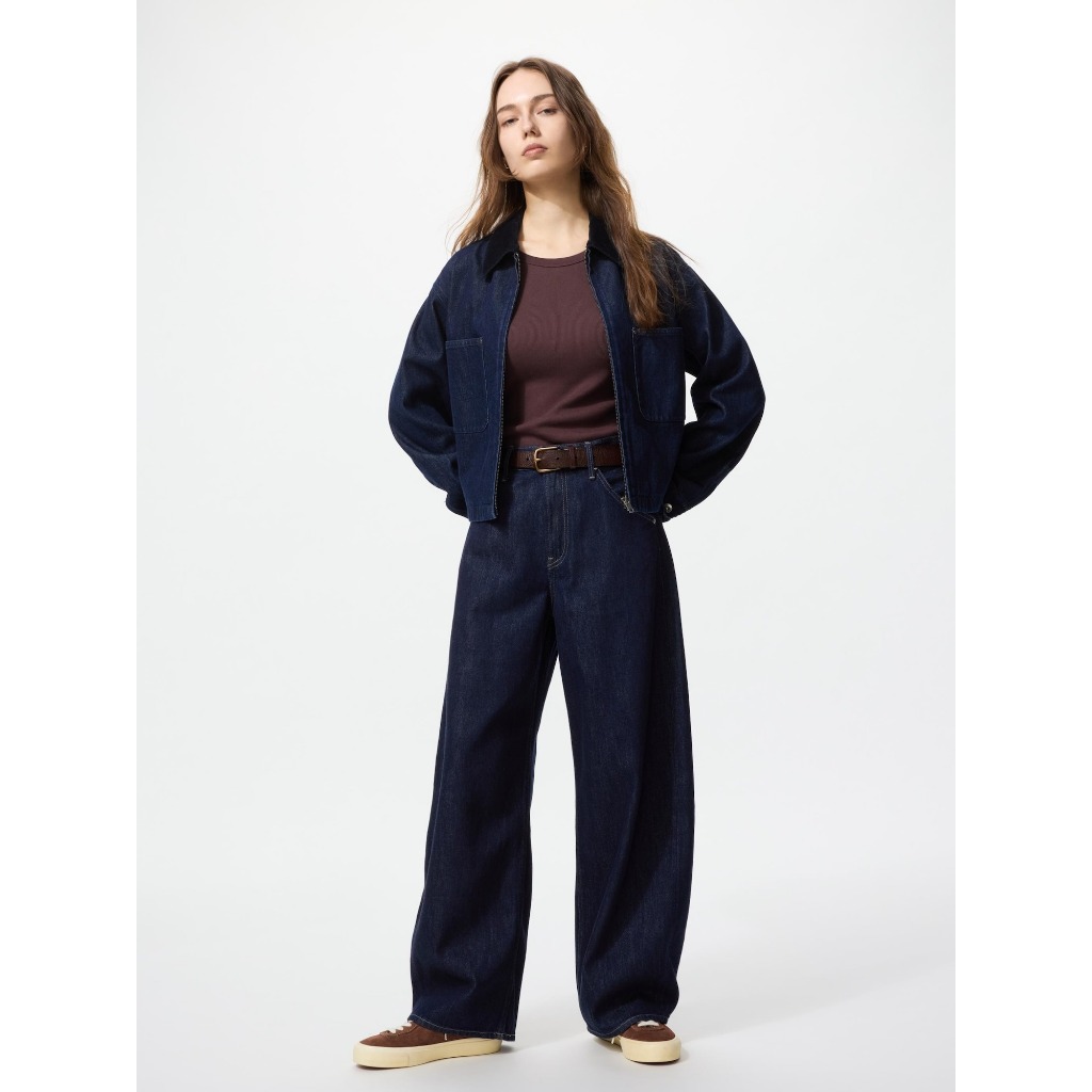 UNIQLO กางเกงยีนส์​ ทรง baggy เอวสูง เอววัดจากกางเกง รูปที่ 5