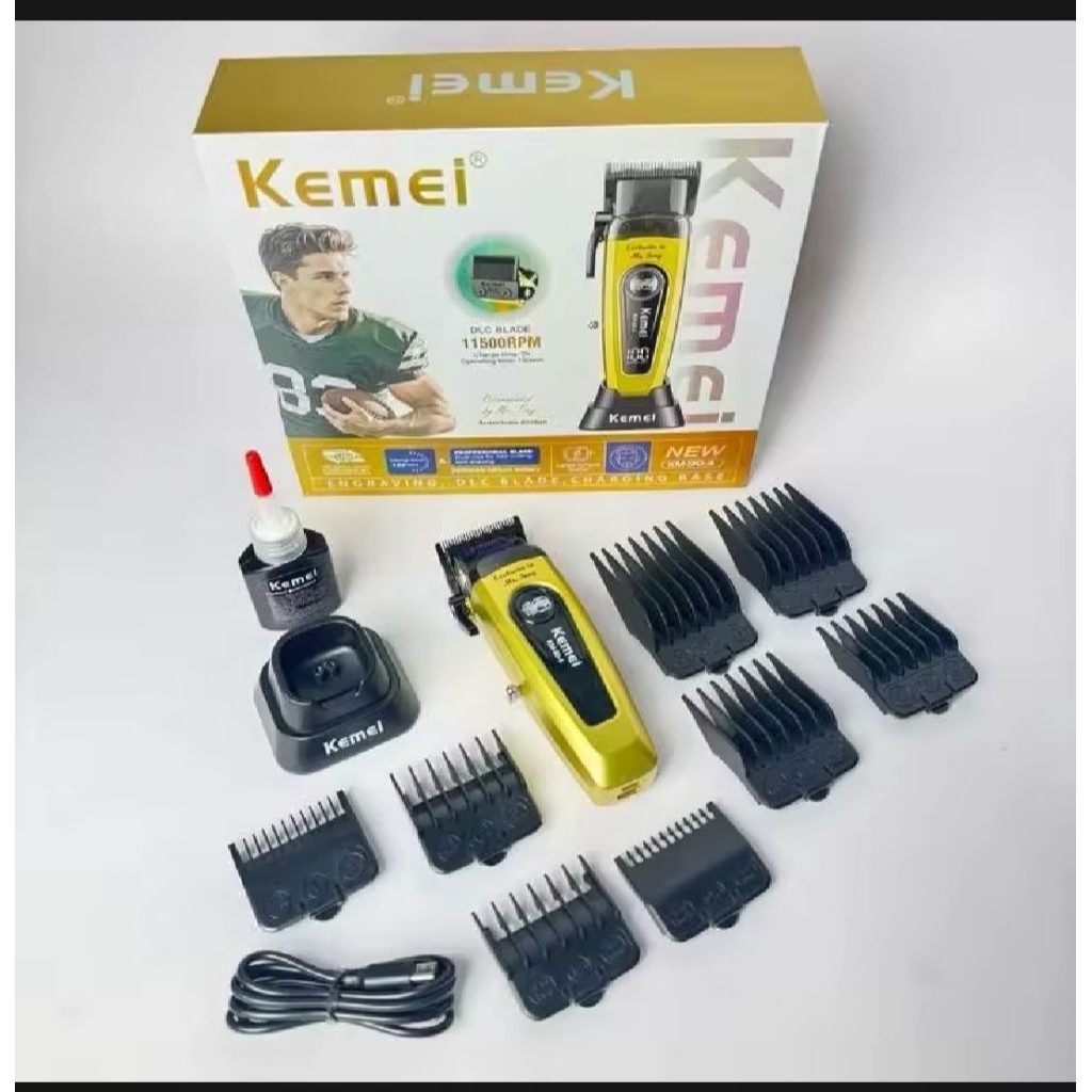 ปัตตาเลี่ยน KEMEI km90-4 ปัตตาเลี่ยนตัดผม ไร้สาย เสียงเงียบ มาพร้อมแท่นชาร์จ 11500 รอบ มาใหม่