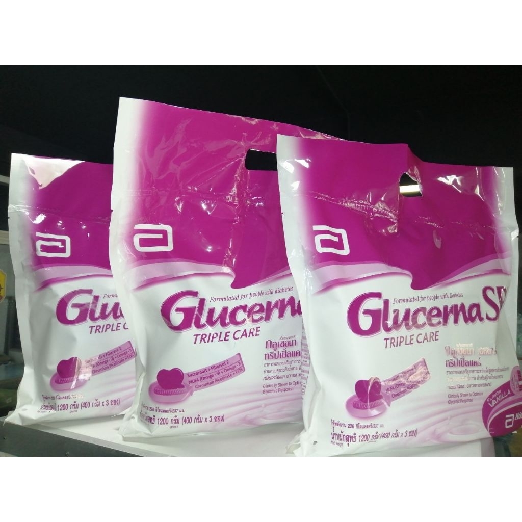 กลูเซอนา เอสอาร์ อาหารทางการแพทย์ สำหรับผู้ป่วยเบาหวานชนิดเติมขนาด1200กรัม(400x3ถุง)หมดอายุ12/4/2027